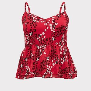 Fuschia Pink Leopard Chiffon Peplum Midi Cami